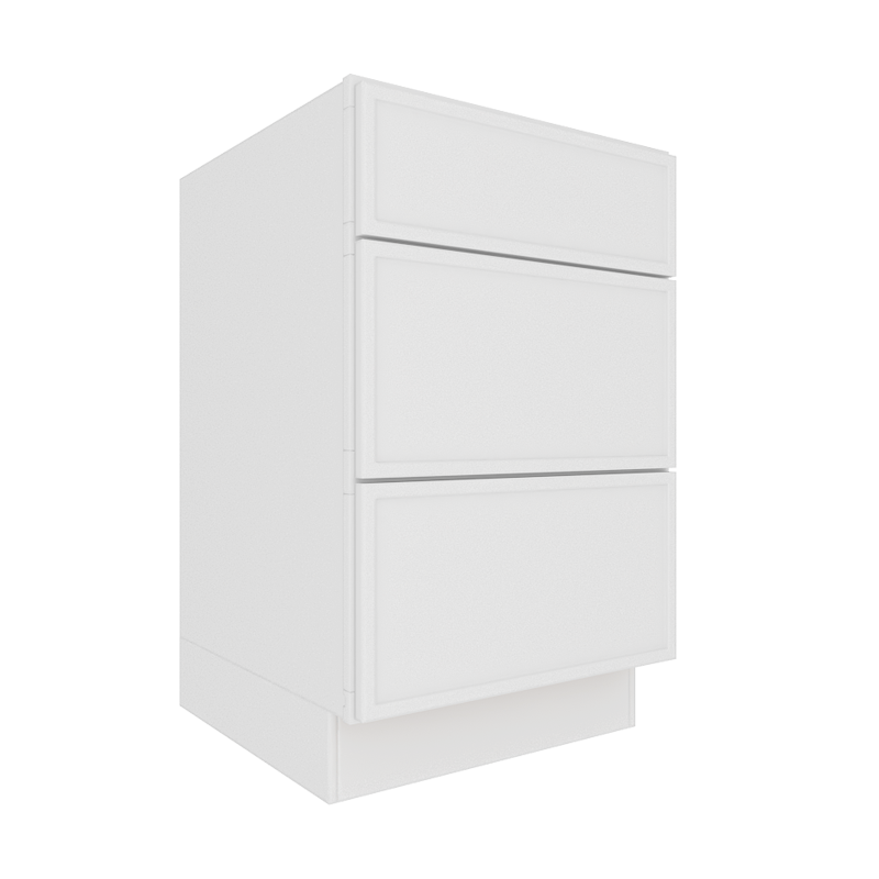 Ethereal White Micro Shaker Vanity Sink Base Cabinet with 3 Drawers