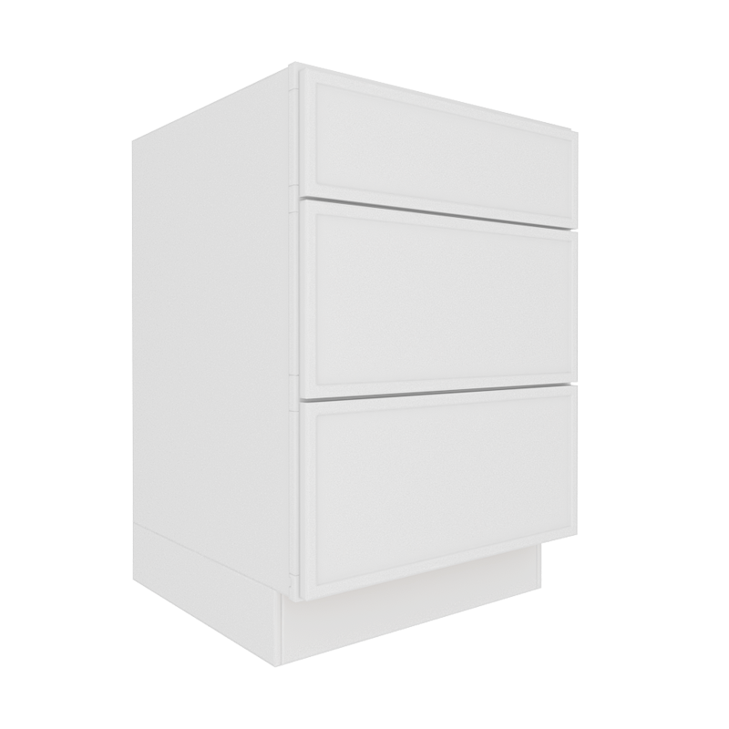 Ethereal White Micro Shaker Vanity Sink Base Cabinet with 3 Drawers
