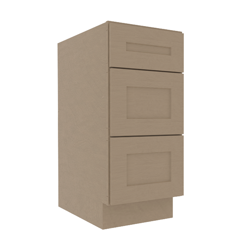 Noble Honey Wheat Shaker Vanity Sink Base Cabinet with 3 Drawers