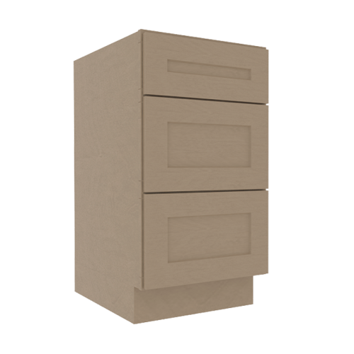 Noble Honey Wheat Shaker Vanity Sink Base Cabinet with 3 Drawers