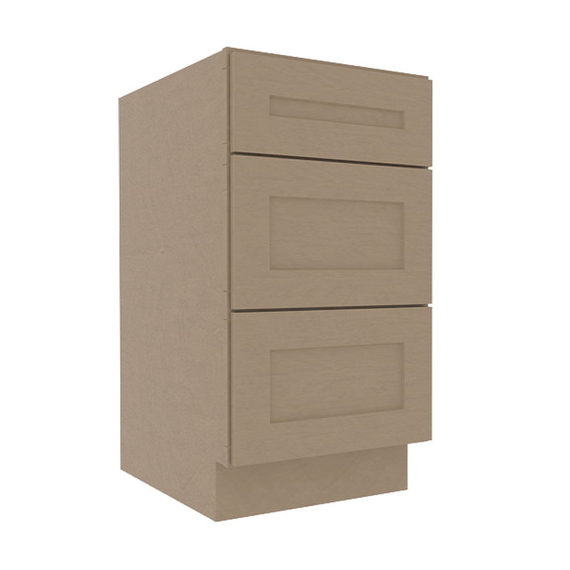 Noble Honey Wheat Shaker Vanity Sink Base Cabinet with 3 Drawers