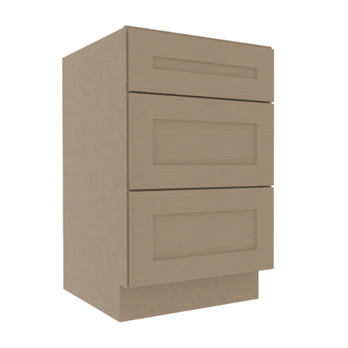 Noble Honey Wheat Shaker Vanity Sink Base Cabinet with 3 Drawers
