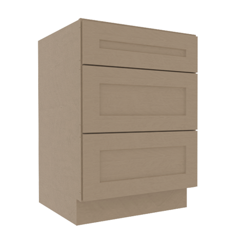 Noble Honey Wheat Shaker Vanity Sink Base Cabinet with 3 Drawers