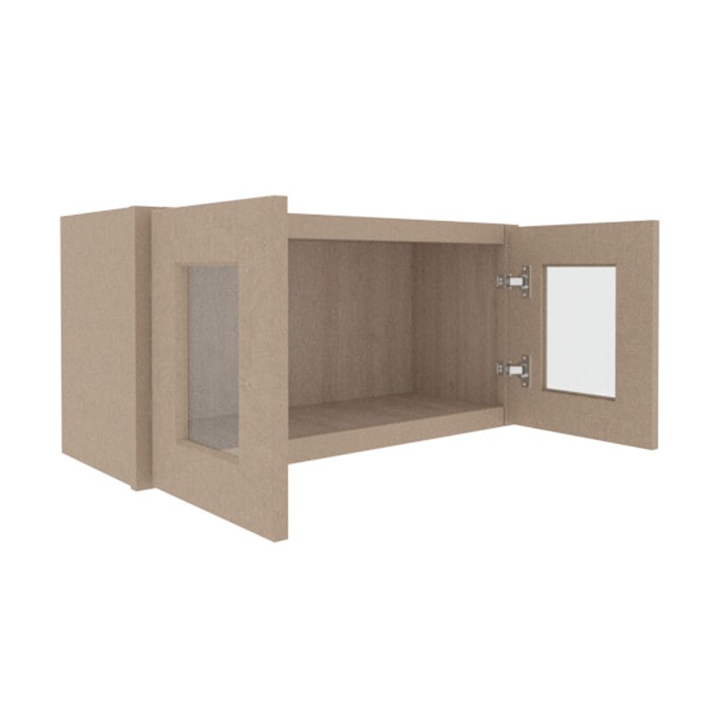 Noble Honey Wheat Shaker Wall Cabinet with 2 Glass Doors