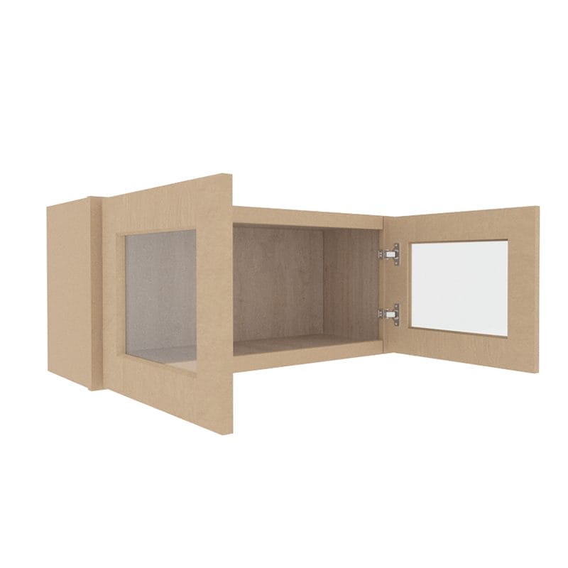 Noble Honey Wheat Shaker Wall Cabinet with 2 Glass Doors