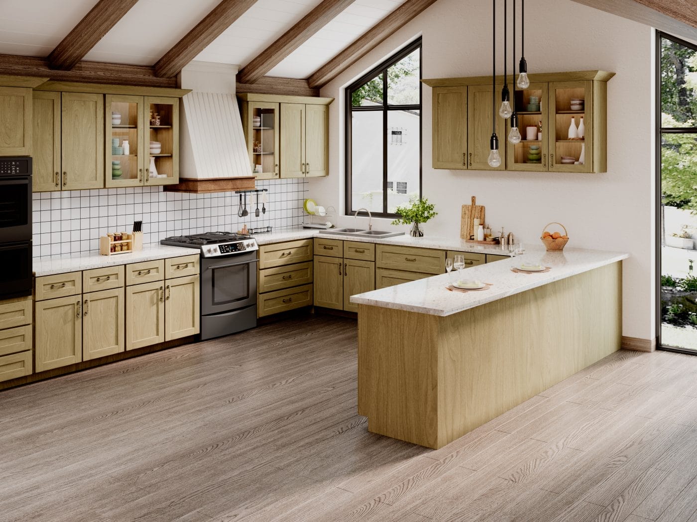 Noble Shaker Honey Wheat Kitchen Cabinets