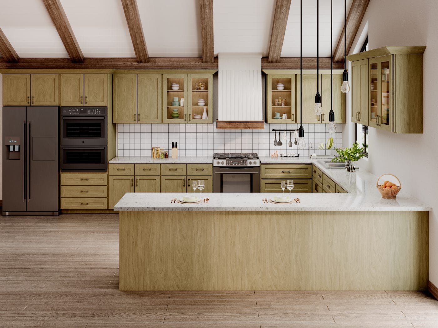 Noble Shaker Honey Wheat Kitchen Cabinets