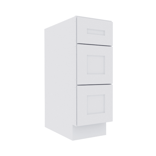 Opulent White Shaker Base Cabinet with 3 Drawers