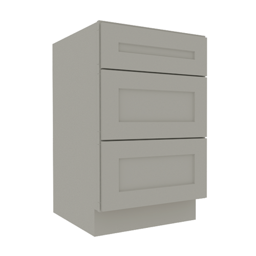Prestigious Grey Shaker Vanity Sink Base Cabinet with 3 Drawers