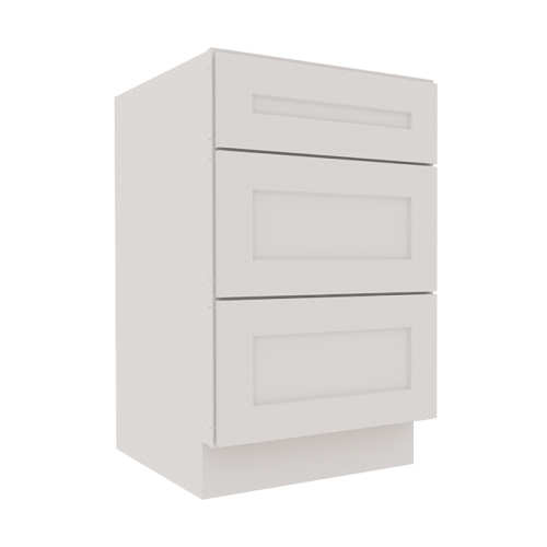 Serene Dove White Shaker Vanity Sink Base Cabinet with 3 Drawers