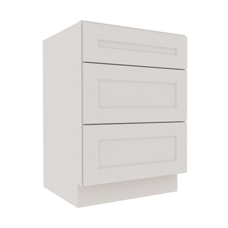 Serene Dove White Shaker Vanity Sink Base Cabinet with 3 Drawers