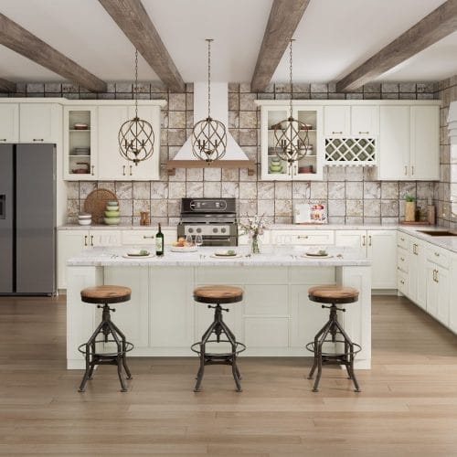 Serene Shaker Dove White Kitchen Cabinets