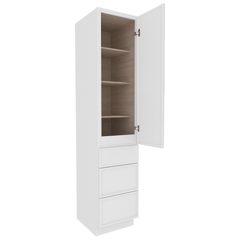 Ethereal White Micro Shaker Vanity Countertop Linen Cabinet