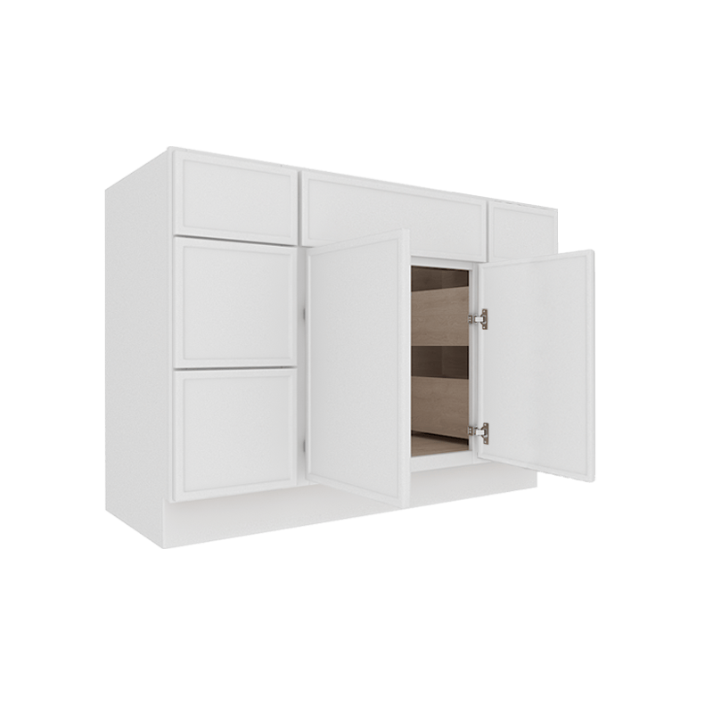 Ethereal White Micro Shaker Vanity Countertop Linen Cabinet