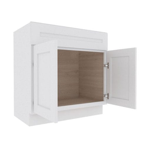 Opulent White Shaker Vanity Sink Base Cabinet with 2 Doors