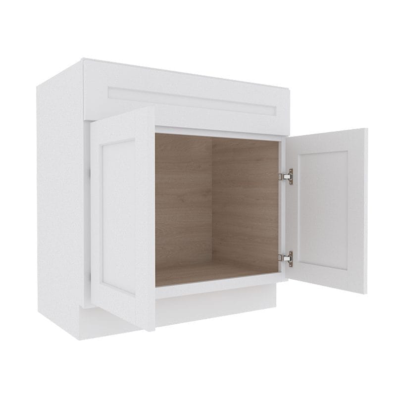 Opulent White Shaker Vanity Sink Base Cabinet with 2 Doors