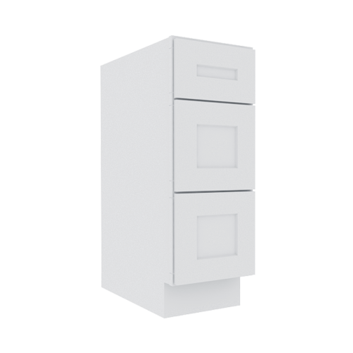 Opulent White Shaker Vanity Sink Base Cabinet with 3 Drawers