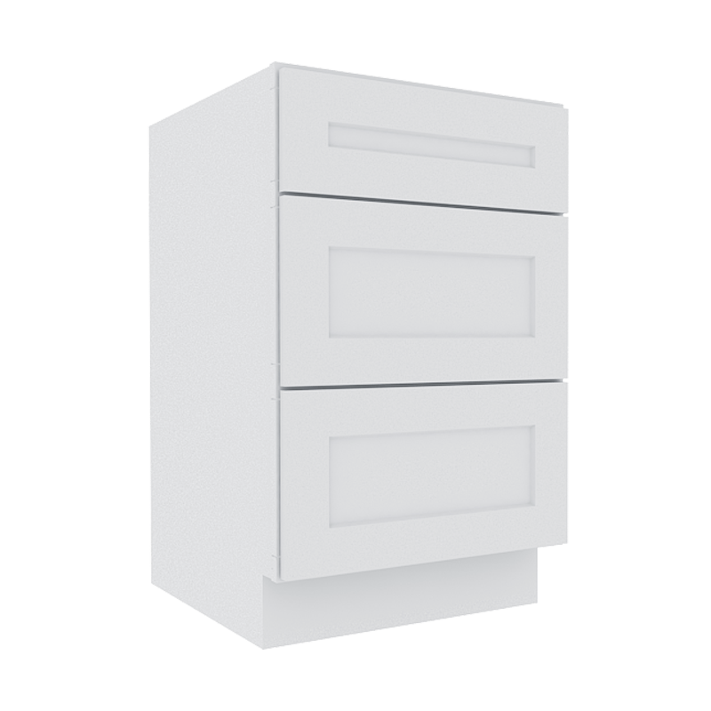 Opulent White Shaker Vanity Sink Base Cabinet with 3 Drawers