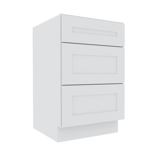 Opulent White Shaker Vanity Sink Base Cabinet with 3 Drawers
