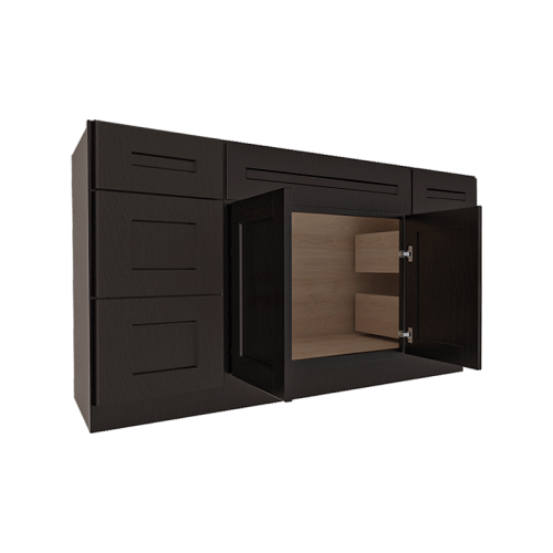 Refined Modern Slate Shaker Vanity Sink Base Combo Cabinet with 6 Drawers