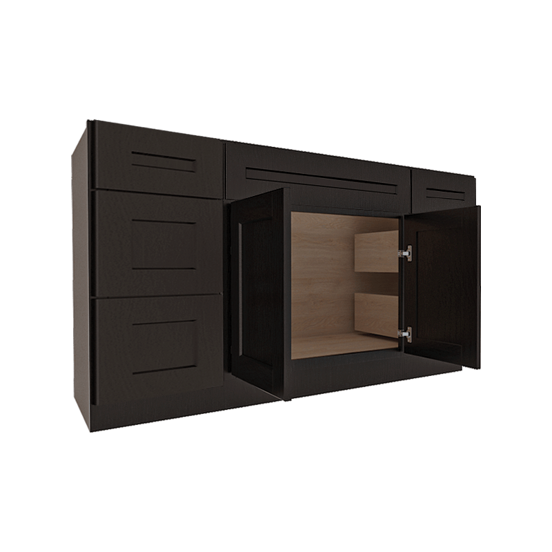 Refined Modern Slate Shaker Vanity Sink Base Combo Cabinet with 6 Drawers