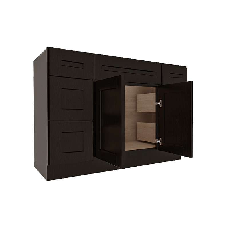 Refined Modern Slate Shaker Vanity Sink Base Combo Cabinet with 6 Drawers