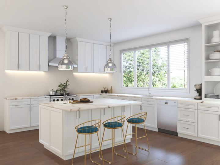 Serene Dove White Shaker RTA Kitchen Cabinets