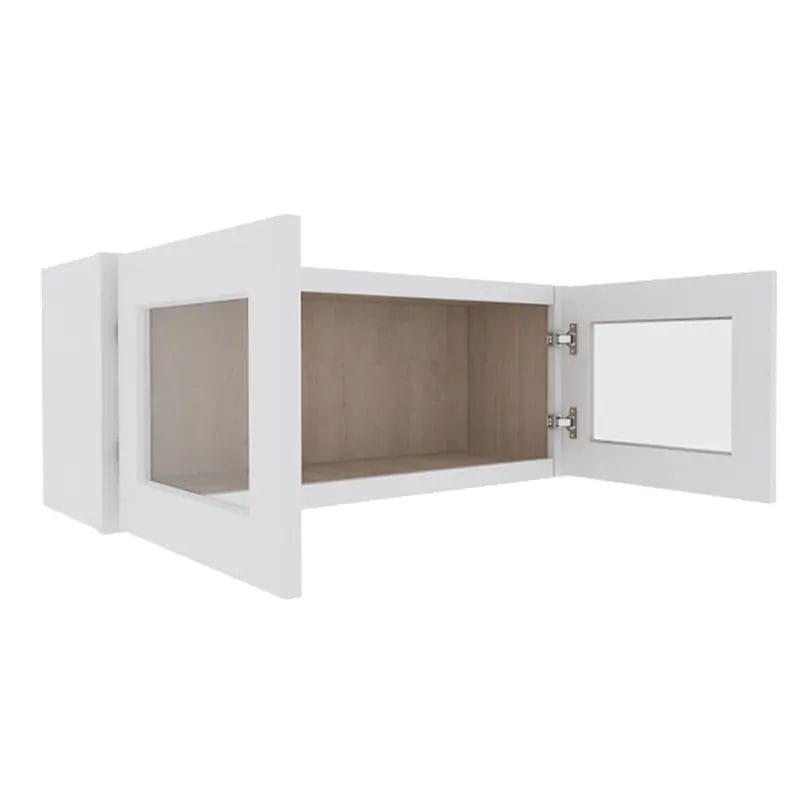 Opulent White Shaker Wall Cabinet with 2 Glass Doors