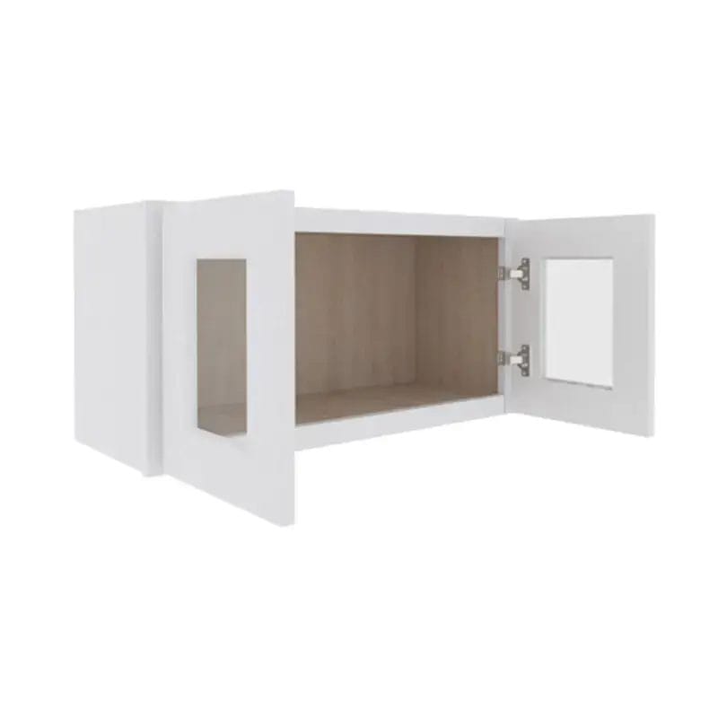 Opulent White Shaker Wall Cabinet with 2 Glass Doors