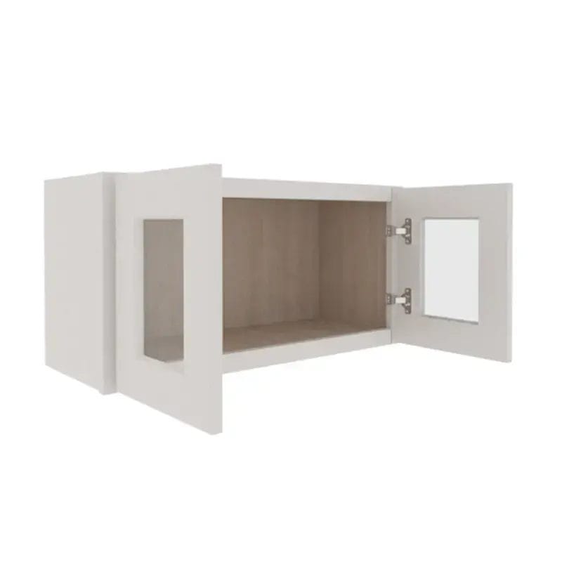 Serene Dove White Shaker Wall Cabinet with 2 Glass Doors