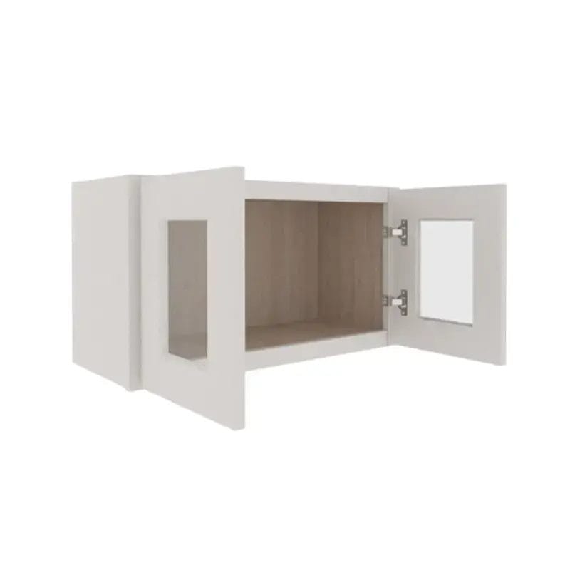 Serene Dove White Shaker Wall Cabinet with 2 Glass Doors
