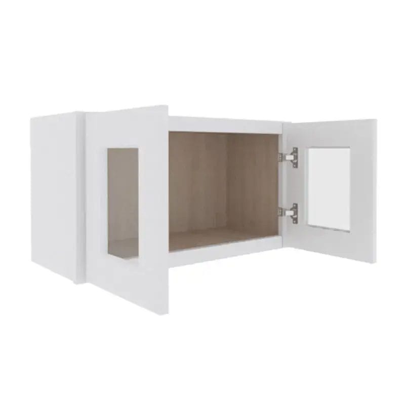 Opulent White Shaker Wall Cabinet with 2 Glass Doors