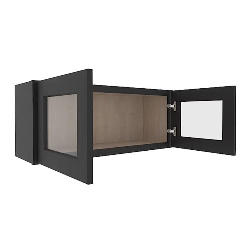 Sovereign Onyx Black Shaker Wall Cabinet with 2 Glass Doors