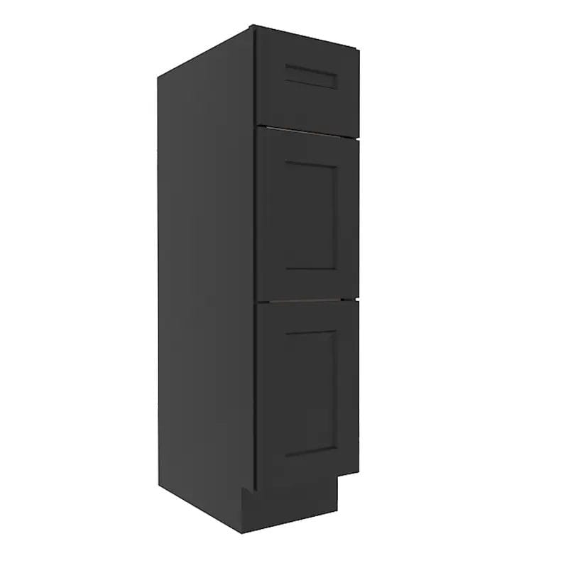 Sovereign Onyx Black Shaker Vanity Sink Base Cabinet with 3 Drawers