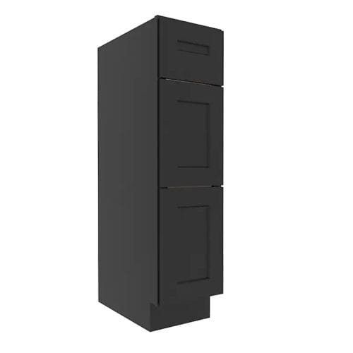 Sovereign Onyx Black Shaker Vanity Sink Base Cabinet with 3 Drawers
