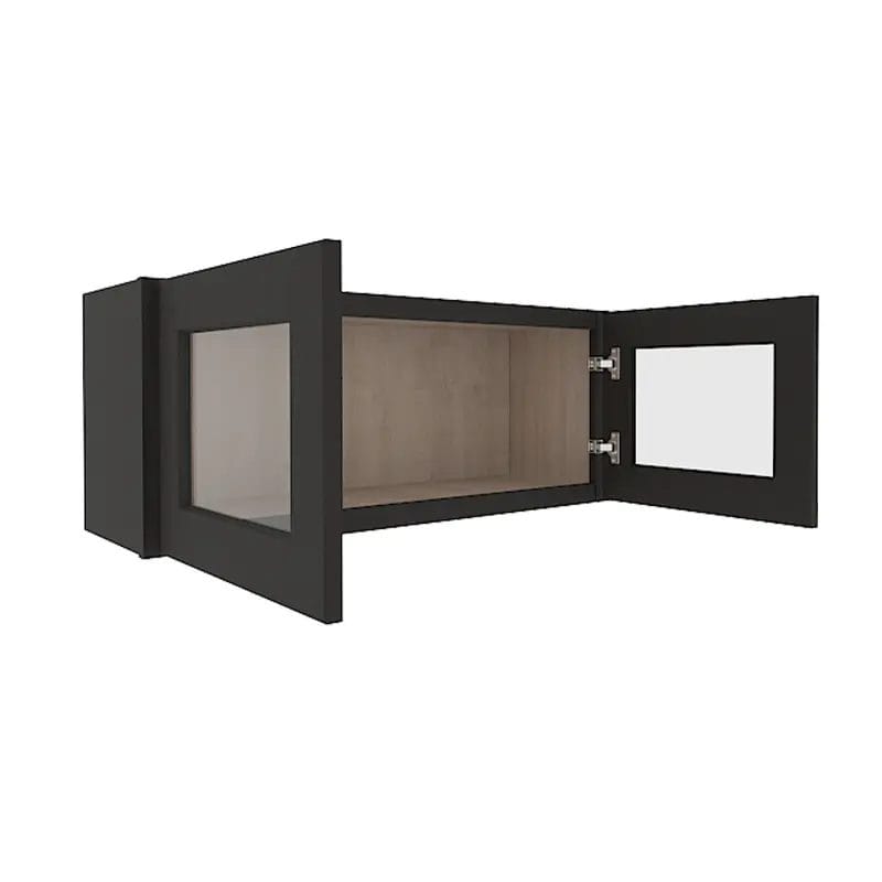Refined Modern Slate Shaker Wall Cabinet with 2 Glass Doors