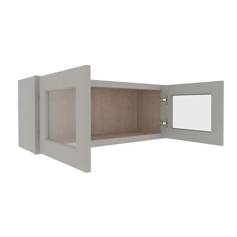 Prestigious Grey Shaker Wall Cabinet with 2 Glass Doors