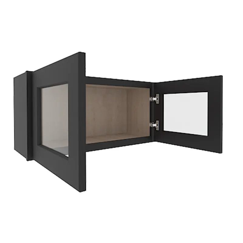Sovereign Onyx Black Shaker Wall Cabinet with 2 Glass Doors