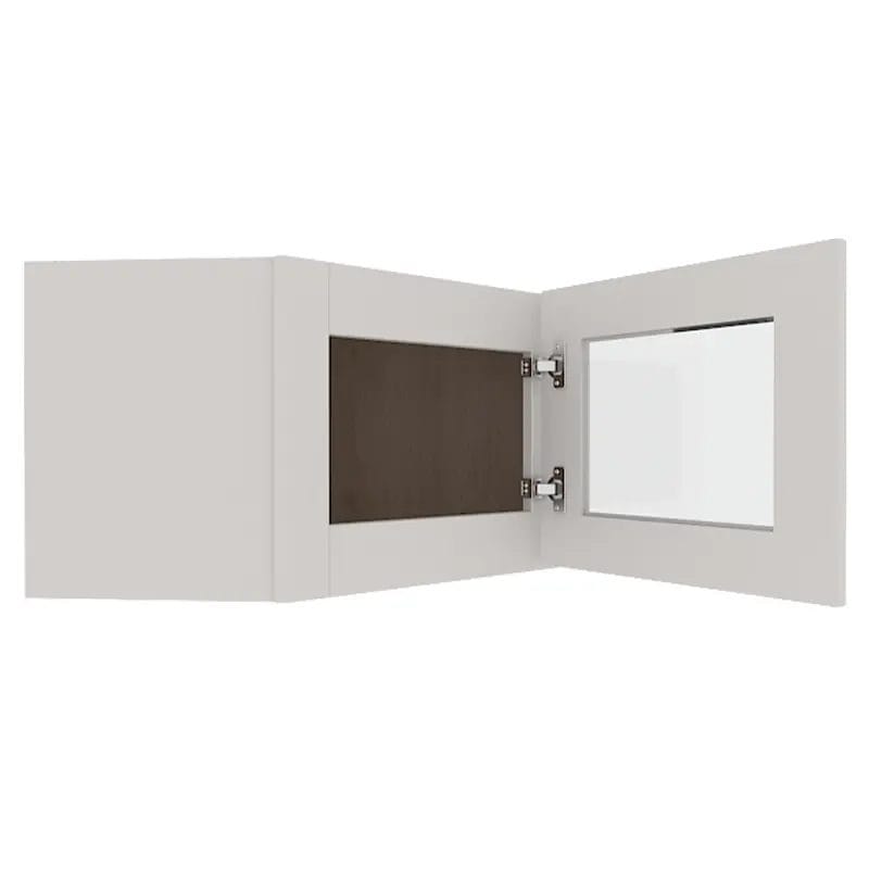 Serene Dove White Shaker Wall Diagonal Corner with 1 Glass Door
