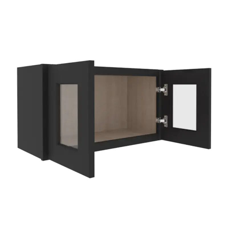 Sovereign Onyx Black Shaker Wall Cabinet with 2 Glass Doors