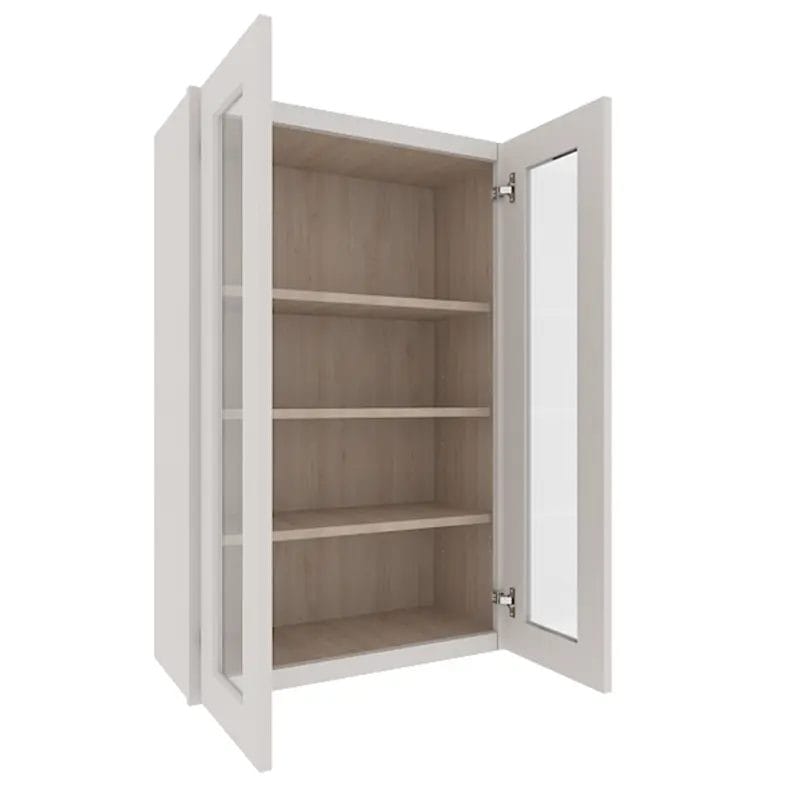 Serene Dove White Shaker Wall Cabinet with 2 Glass Doors