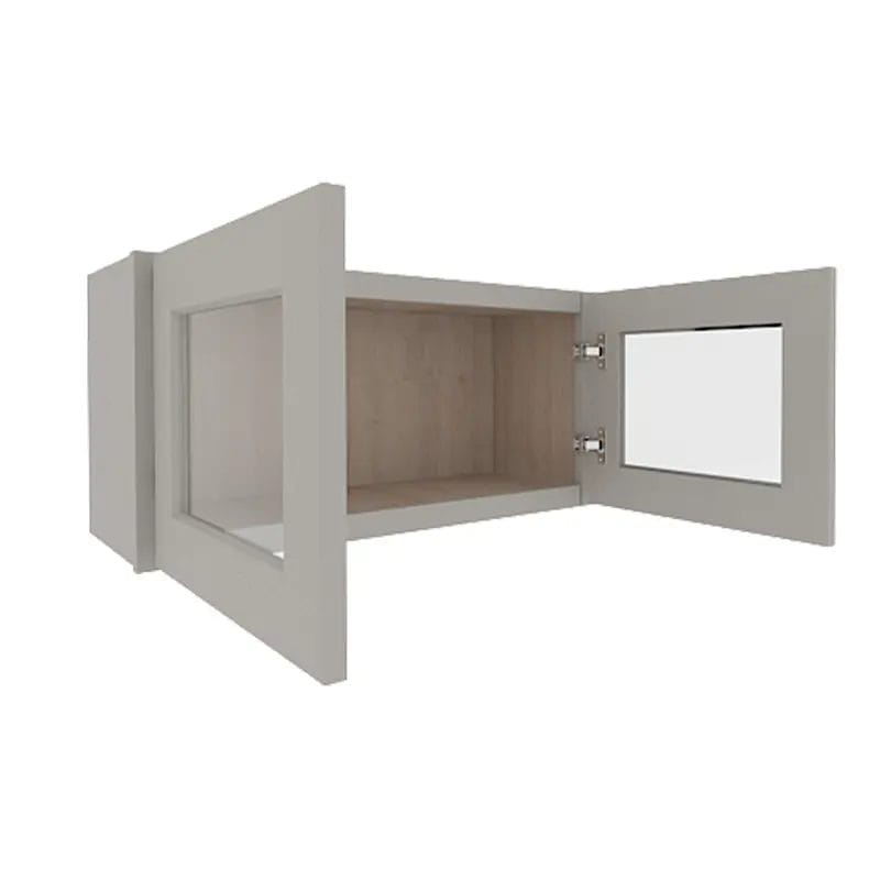 Prestigious Grey Shaker Wall Cabinet with 2 Glass Doors