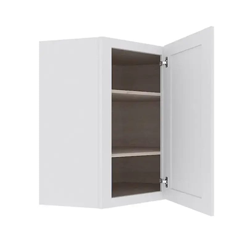 Opulent White Shaker Wall Diagonal Corner with 1 Door