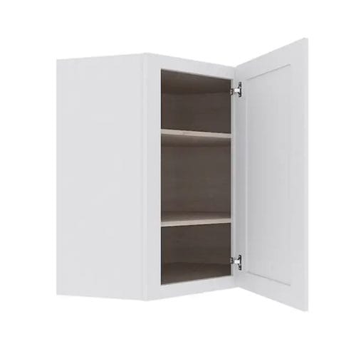 Opulent White Shaker Wall Diagonal Corner with 1 Door