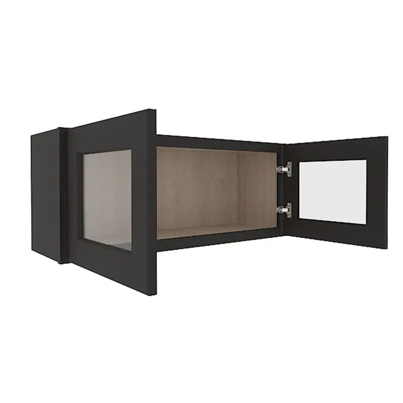 Refined Modern Slate Shaker Wall Cabinet with 2 Glass Doors