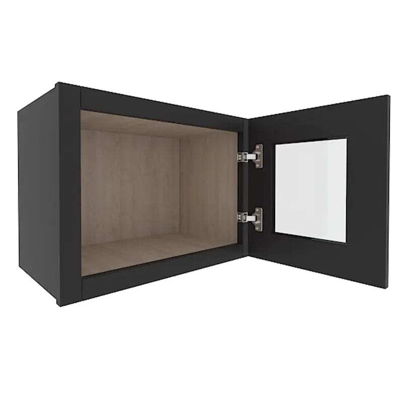 Sovereign Onyx Black Shaker Wall Cabinet with 1 Glass Door