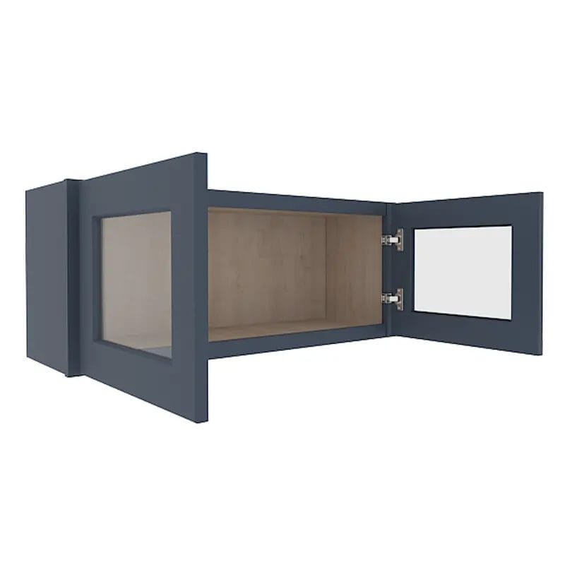 Imperial Midnight Blue Shaker Wall Cabinet with 2 Glass Doors