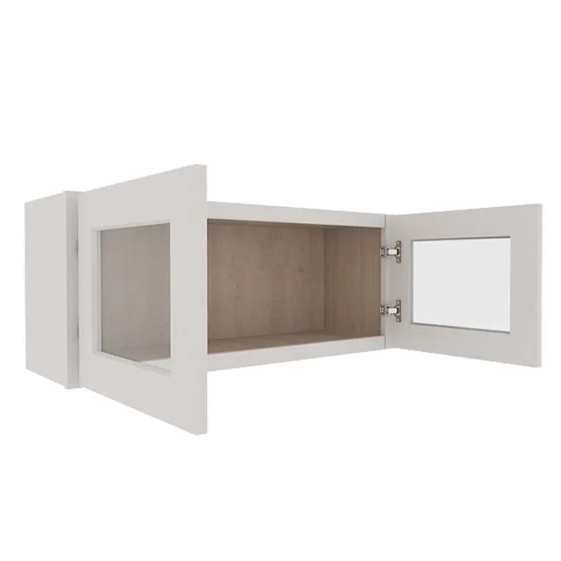 Serene Dove White Shaker Wall Cabinet with 2 Glass Doors