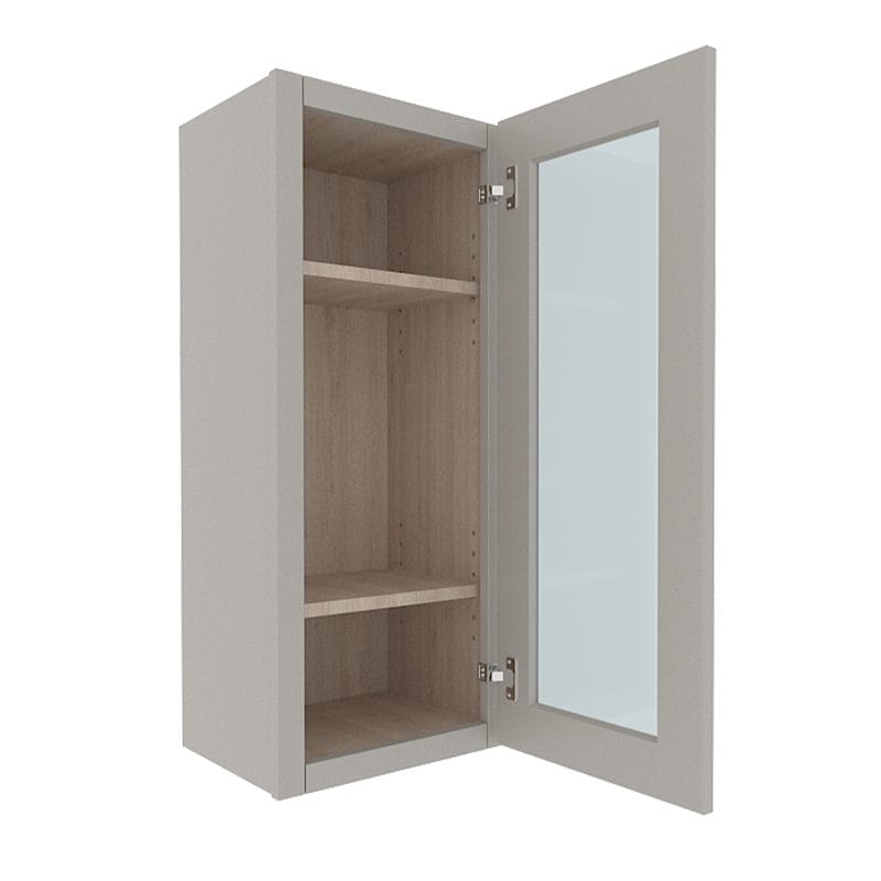 Prestigious Grey Shaker Wall Cabinet with 1 Glass Door