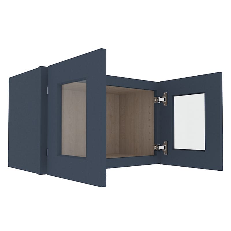 Imperial Midnight Blue Shaker Wall Cabinet with 2 Glass Doors